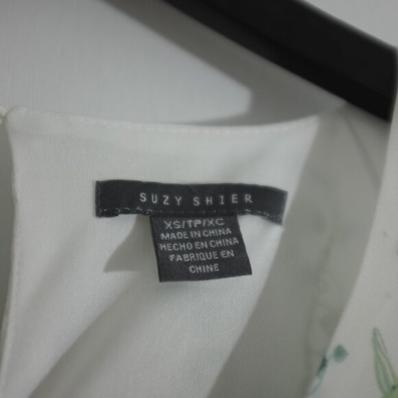 Suzy Shier white floral botanic print sleeveless chiffon dress high low size XS - Picture 11 of 11